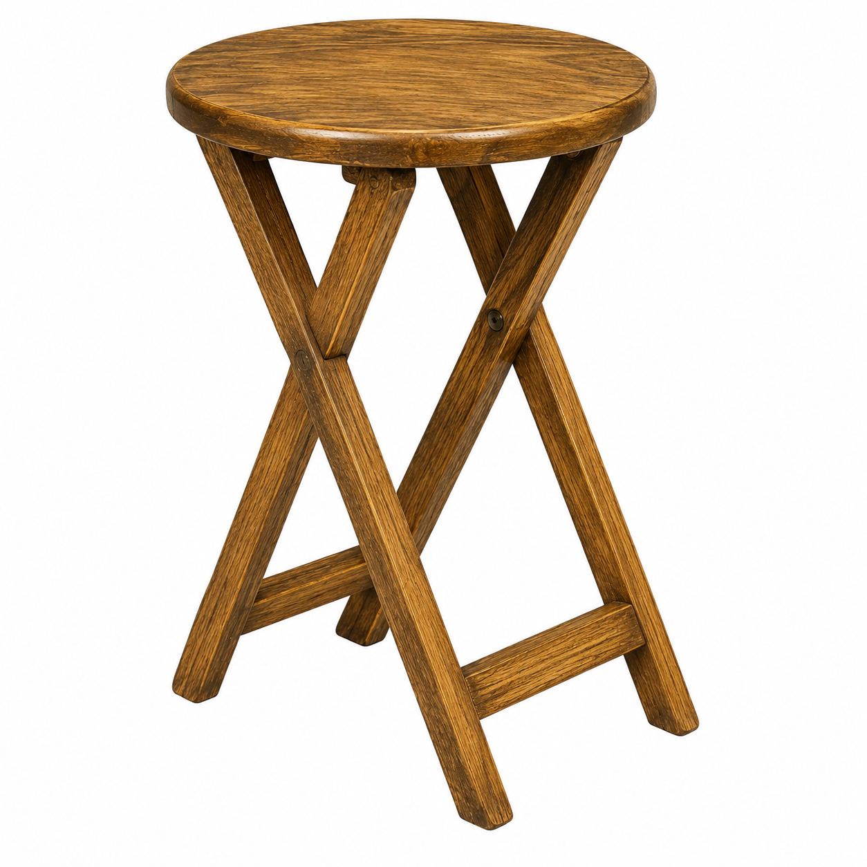 Solid Elm Wood Folding Stool Chair, Vintage Brass Undertone Finish Carttsy Solid Elm Wood Folding Stool Chair, Vintage Brass Undertone Finish - Image 1
